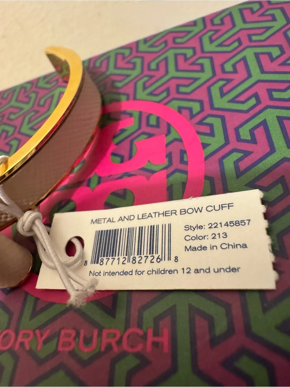 NWT Tory Burch Bow Leather Cuff Bracelet - Complete Gift Set